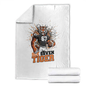 Six Seven Meme Tiger Football Throw Blanket Funny Gen Z Alpha Gift TS12 White Print Your Wear