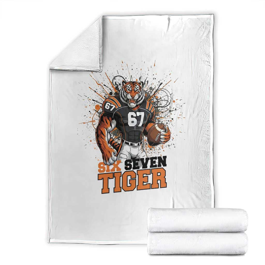 Six Seven Meme Tiger Football Throw Blanket Funny Gen Z Alpha Gift TS12 White Print Your Wear