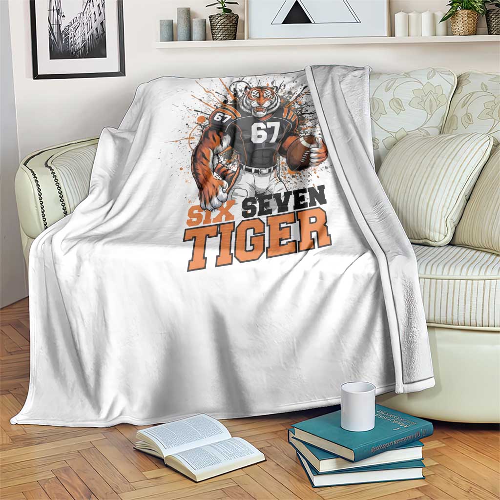 Six Seven Meme Tiger Football Throw Blanket Funny Gen Z Alpha Gift TS12 Print Your Wear