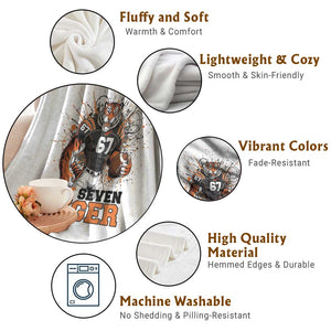 Six Seven Meme Tiger Football Throw Blanket Funny Gen Z Alpha Gift TS12 Print Your Wear