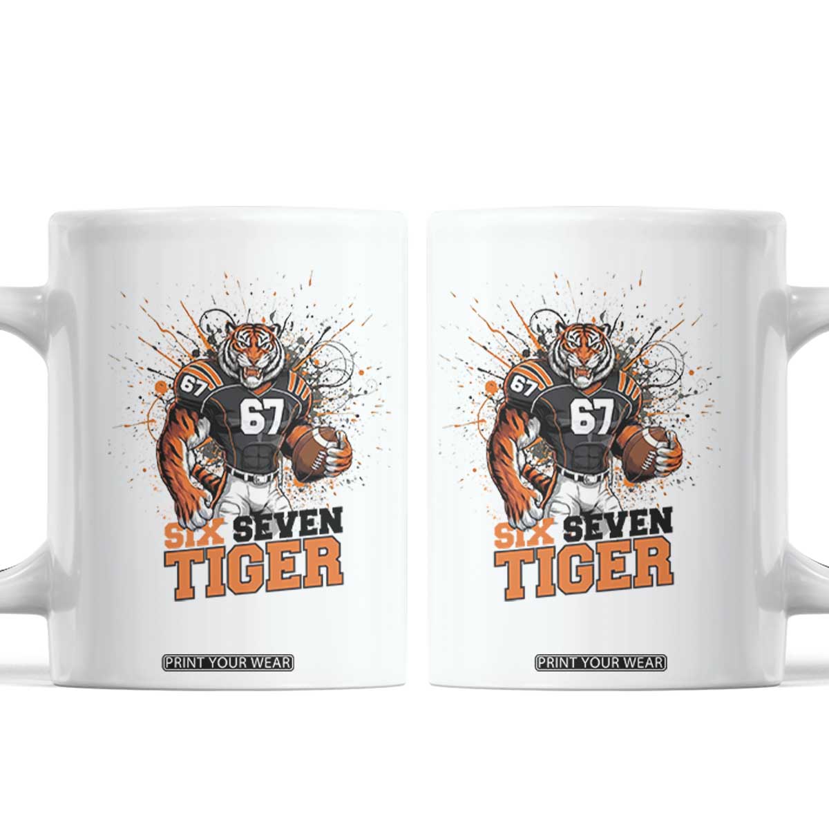 Six Seven Meme Tiger Football Coffee Mug Funny Gen Z Alpha Gift TS12 White Print Your Wear