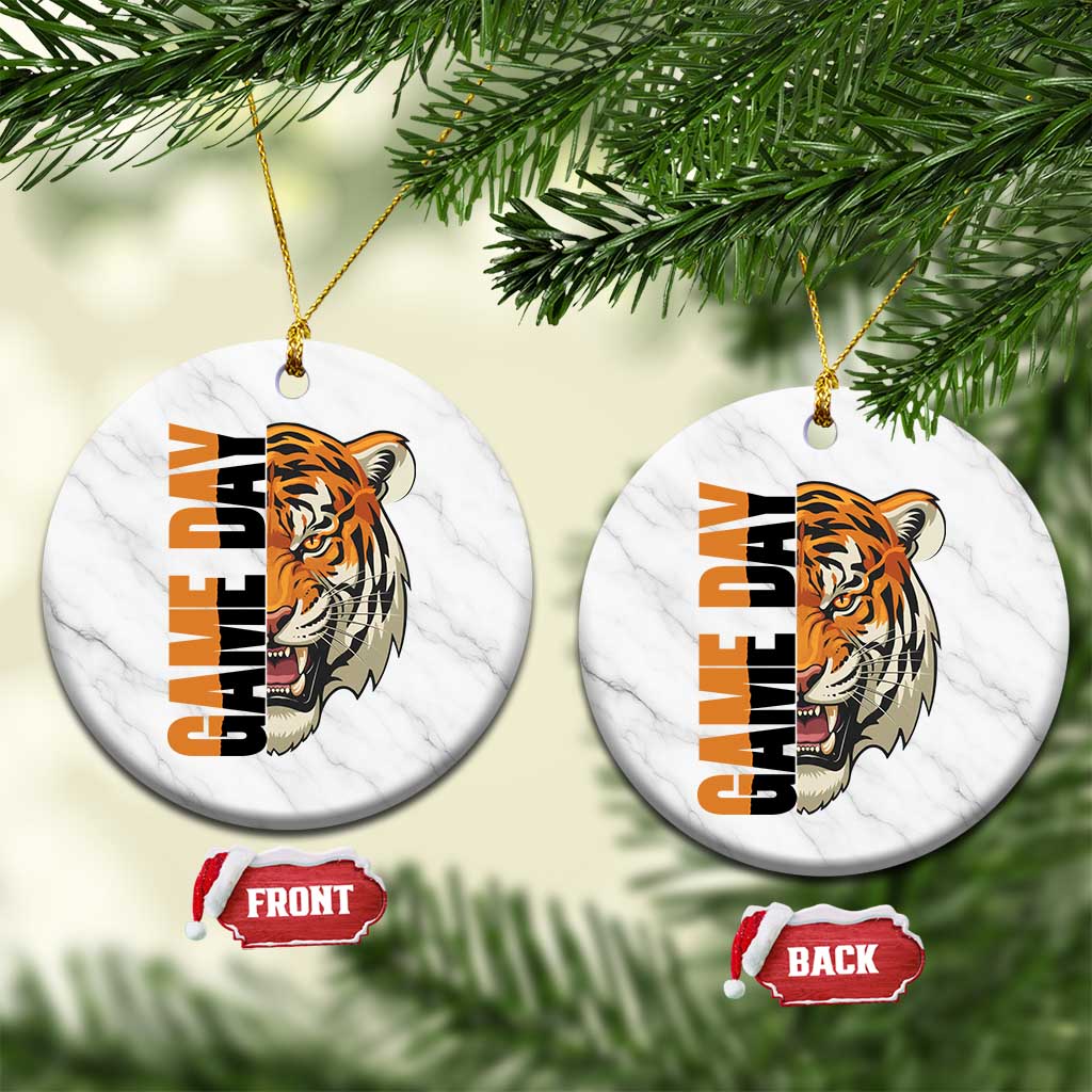 Tiger Football Lover Ceramic Ornament Game Day Fan Lifestyle TS12 1pc White Marble Print Your Wear