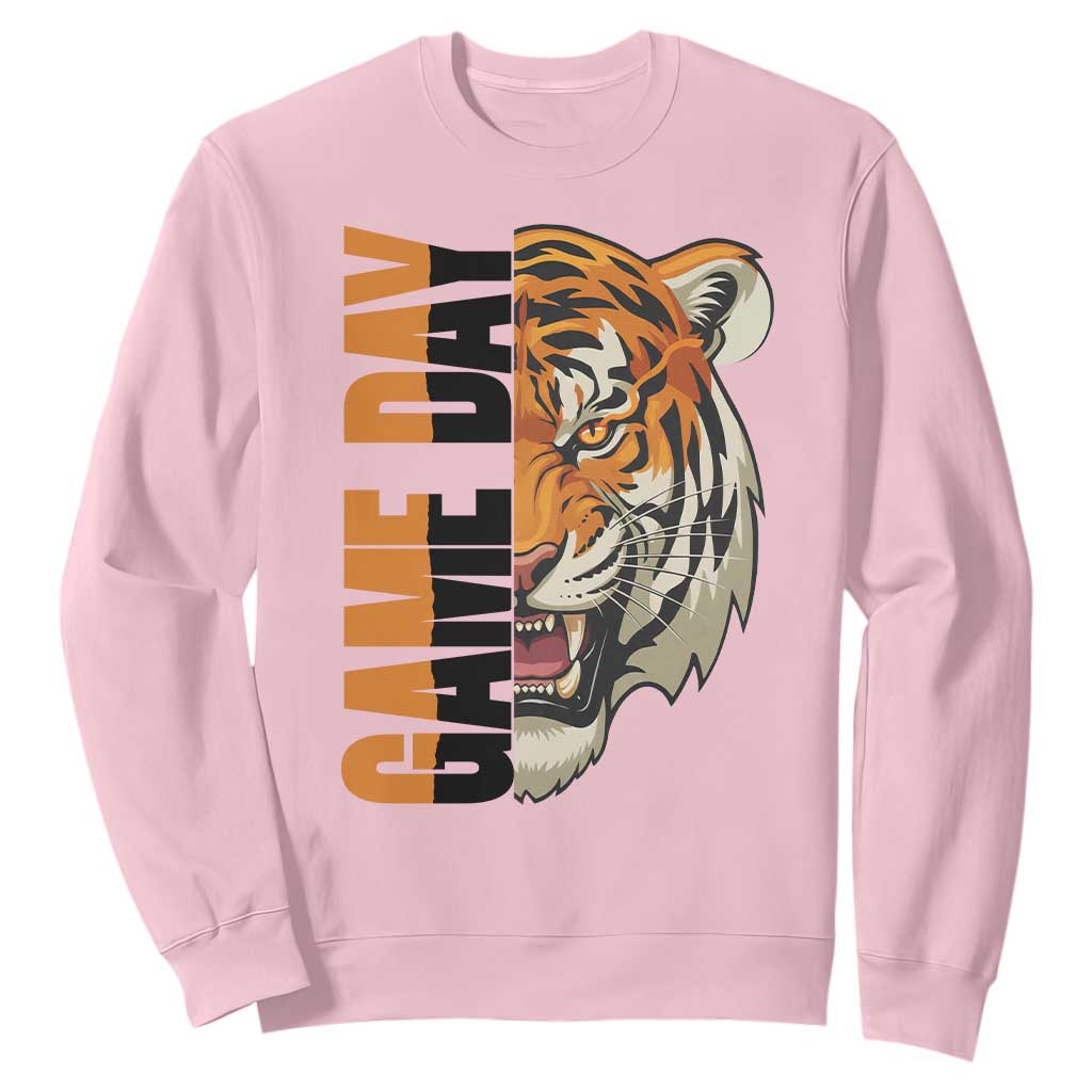 Tiger Football Lover Sweatshirt Game Day Fan Lifestyle TS12 Light Pink Print Your Wear