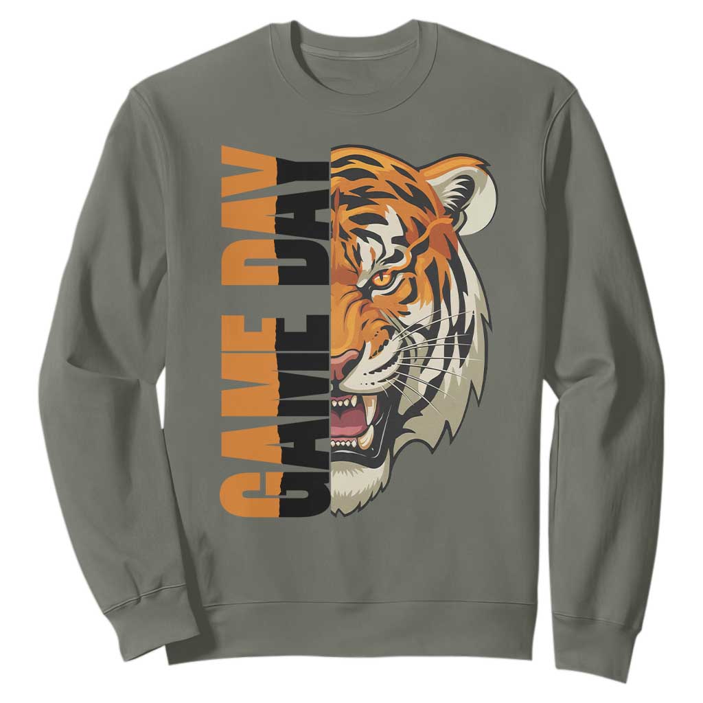 Tiger Football Lover Sweatshirt Game Day Fan Lifestyle TS12 Military Green Print Your Wear