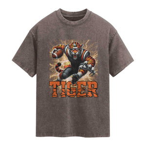 Lightning Tiger Lover Washed Cotton T-Shirt Sport Lover Gift