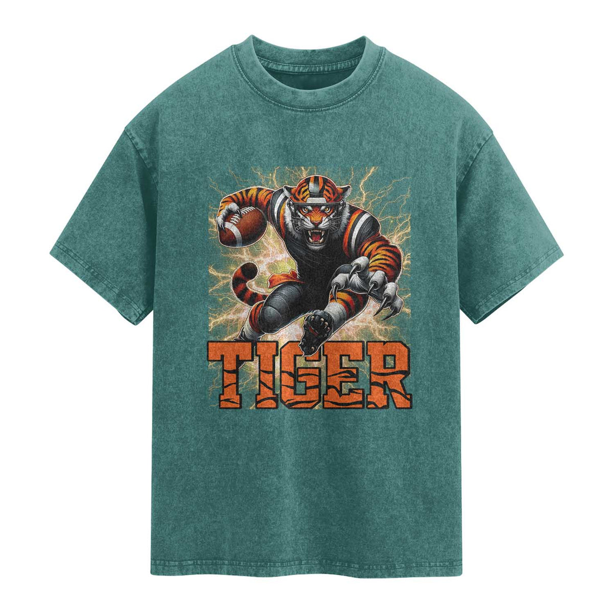 Lightning Tiger Lover Washed Cotton T-Shirt Sport Lover Gift
