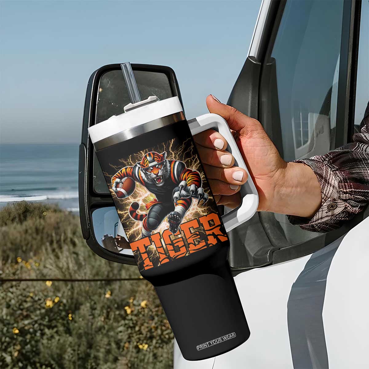 Lightning Tiger Lover Tumbler With Handle Sport Lover Gift TS12 Print Your Wear