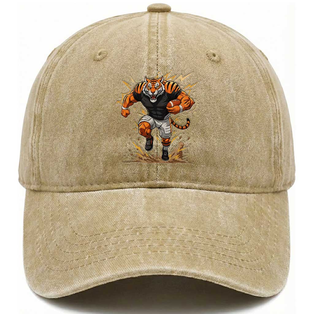 Tiger Football Lover Washed Cotton Baseball Cap Midwest Game Day Lifestyle TS12 Print Your Wear