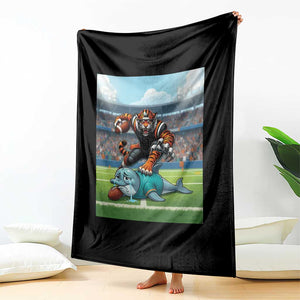 Funny Tiger Dominates Dolphin Throw Blanket FB Rivalry Gift TS12 Print Your Wear