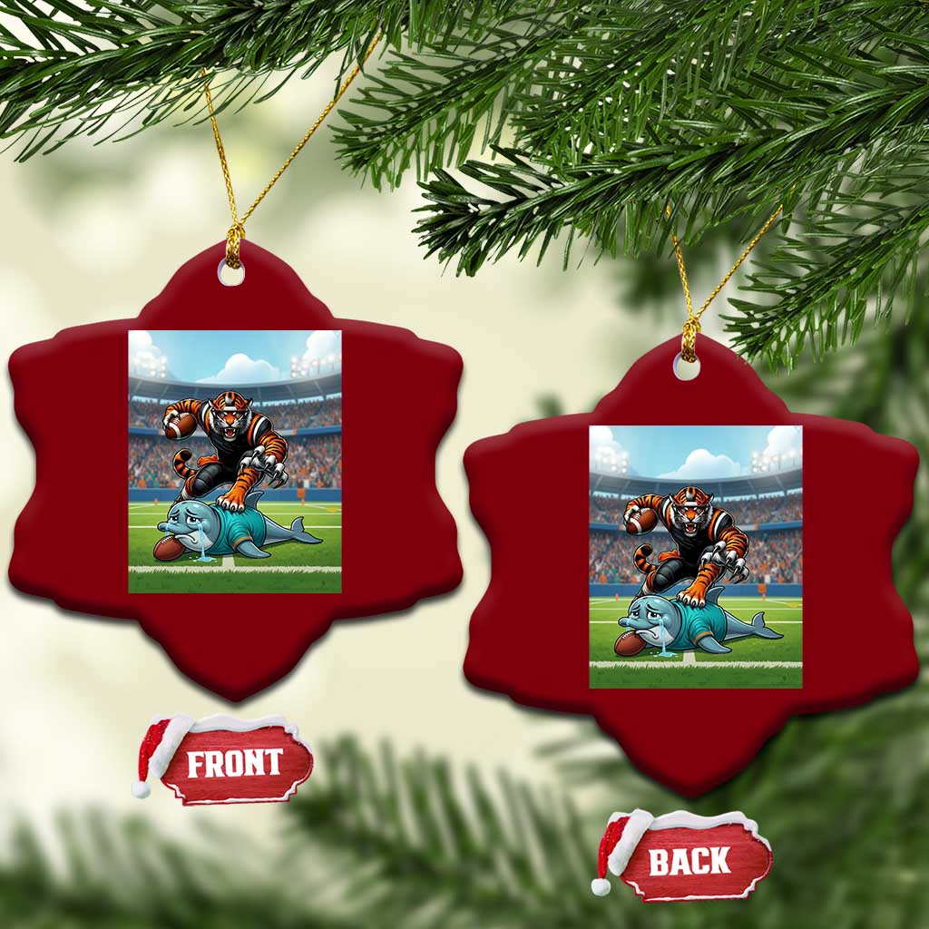Funny Tiger Dominates Dolphin Ceramic Ornament FB Rivalry Gift TS12 Print Your Wear