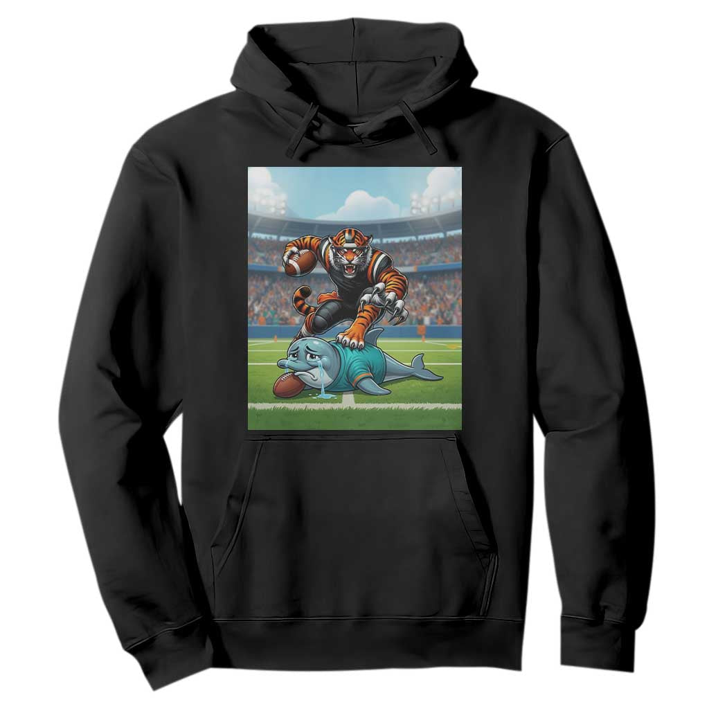 Funny Tiger Dominates Dolphin Hoodie FB Rivalry Gift TS12 Black Print Your Wear