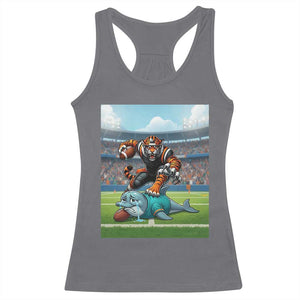 Funny Tiger Dominates Dolphin Racerback Tank Top FB Rivalry Gift TS12 Charcoal Print Your Wear