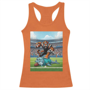 Funny Tiger Dominates Dolphin Racerback Tank Top FB Rivalry Gift TS12 Orange Print Your Wear