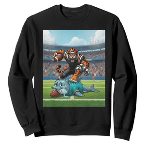 Funny Tiger Dominates Dolphin Sweatshirt FB Rivalry Gift TS12 Black Print Your Wear