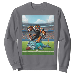 Funny Tiger Dominates Dolphin Sweatshirt FB Rivalry Gift TS12 Charcoal Print Your Wear