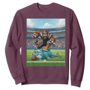 Funny Tiger Dominates Dolphin Sweatshirt FB Rivalry Gift TS12 Maroon Print Your Wear