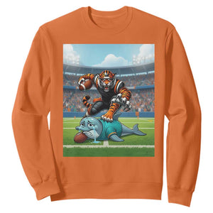 Funny Tiger Dominates Dolphin Sweatshirt FB Rivalry Gift TS12 Orange Print Your Wear