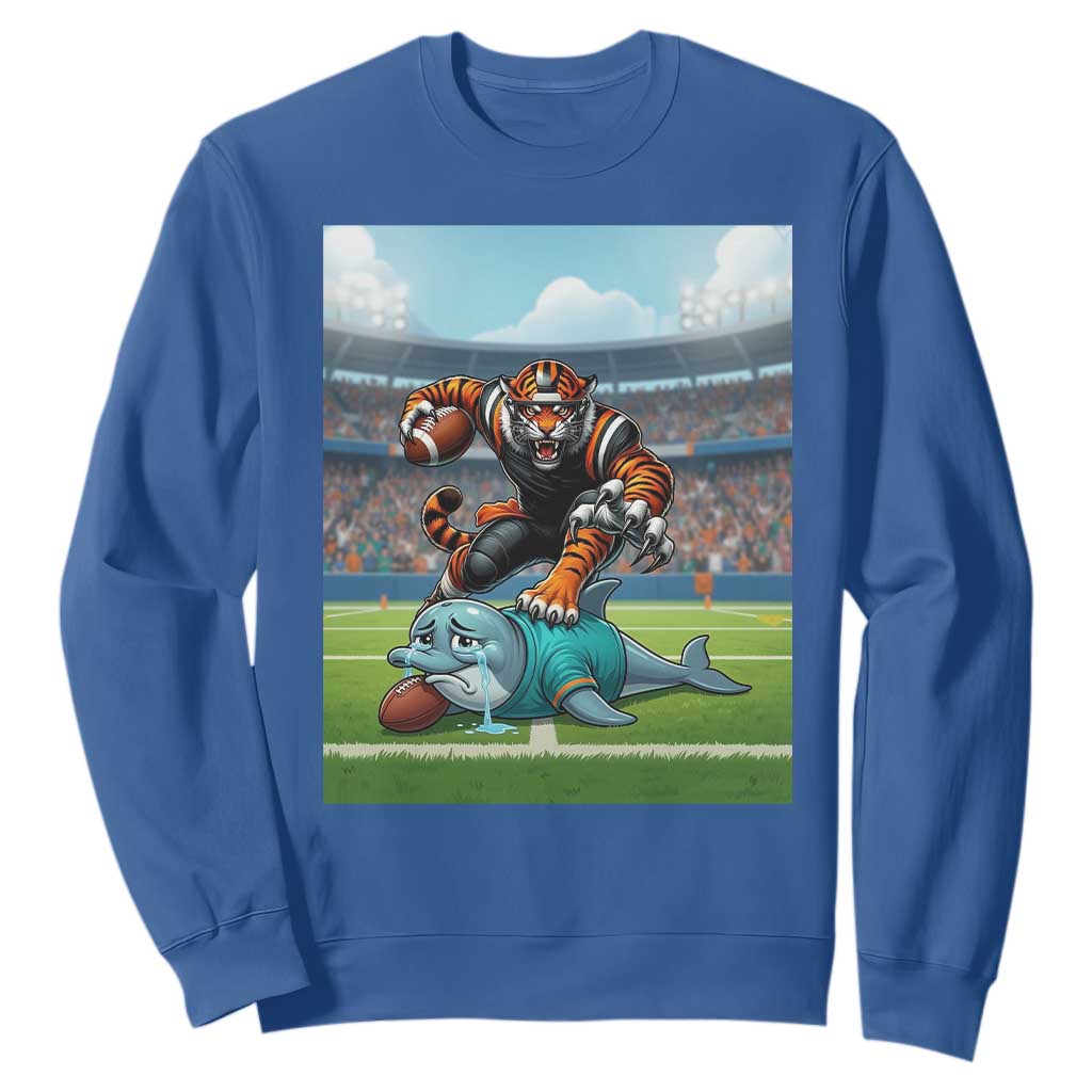 Funny Tiger Dominates Dolphin Sweatshirt FB Rivalry Gift TS12 Royal Blue Print Your Wear