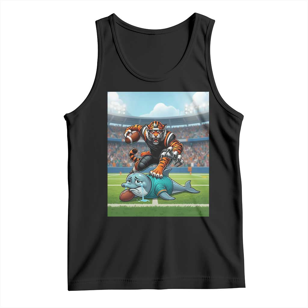 Funny Tiger Dominates Dolphin Tank Top FB Rivalry Gift TS12 Black Print Your Wear