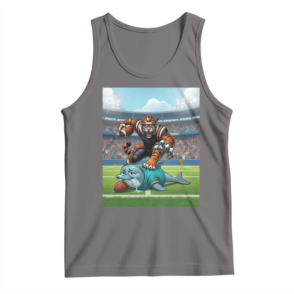 Funny Tiger Dominates Dolphin Tank Top FB Rivalry Gift TS12 Deep Heather Print Your Wear