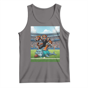 Funny Tiger Dominates Dolphin Tank Top FB Rivalry Gift TS12 Deep Heather Print Your Wear