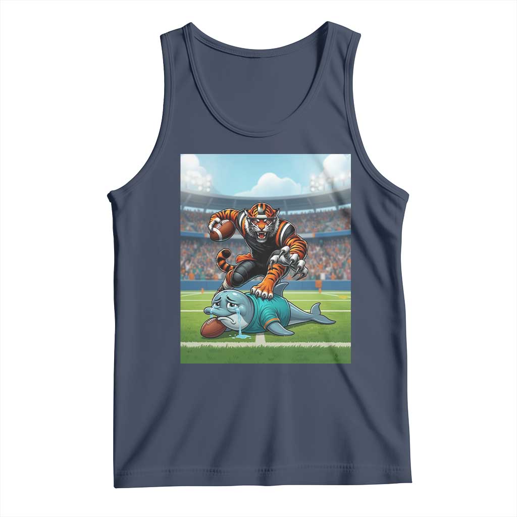 Funny Tiger Dominates Dolphin Tank Top FB Rivalry Gift TS12 Navy Print Your Wear