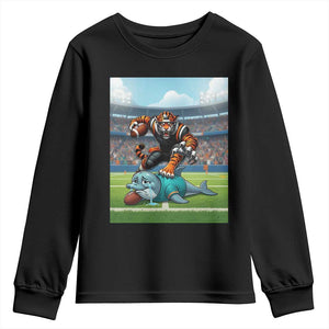 Funny Tiger Dominates Dolphin Youth Sweatshirt FB Rivalry Gift TS12 Black Print Your Wear