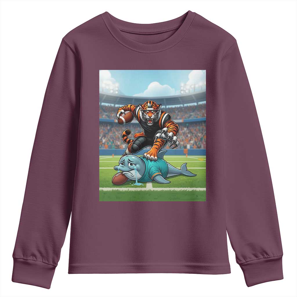 Funny Tiger Dominates Dolphin Youth Sweatshirt FB Rivalry Gift TS12 Maroon Print Your Wear