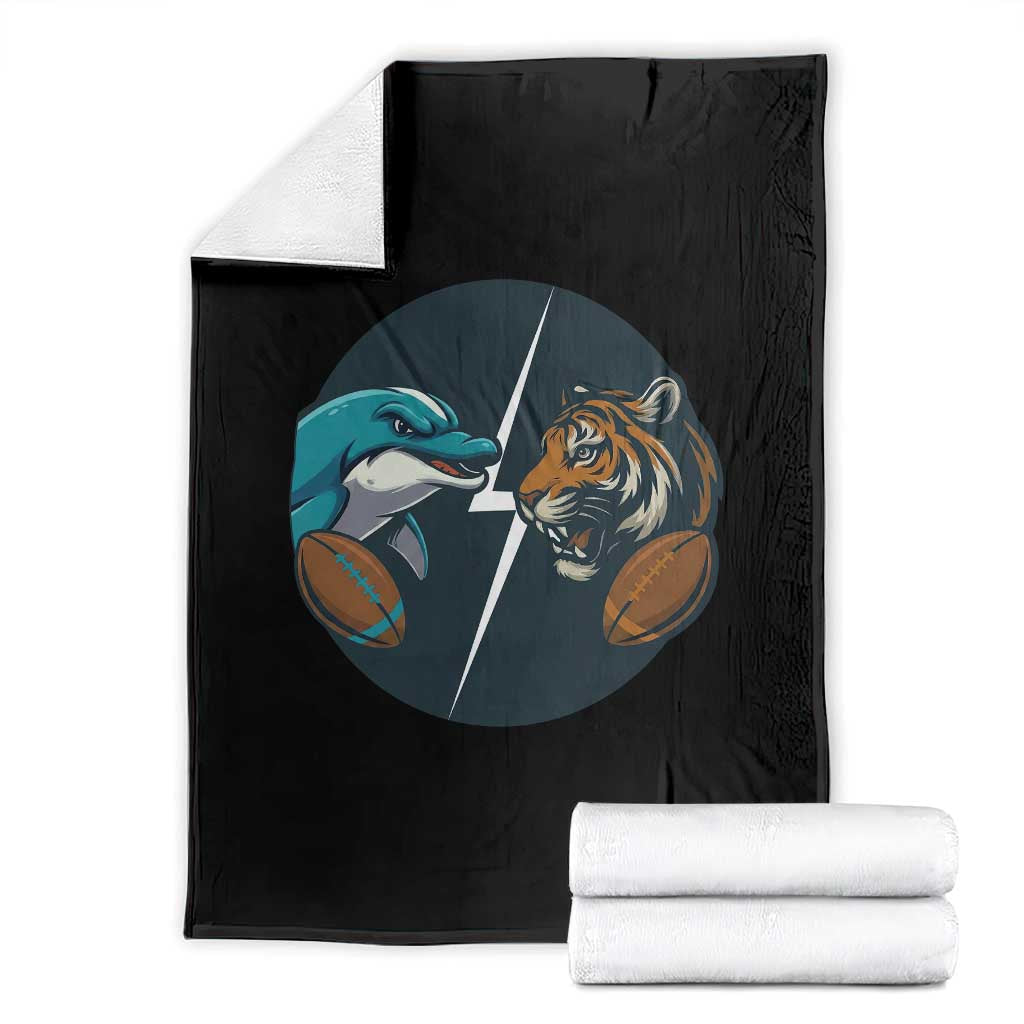 Funny Tiger Vs Dolphin Rivalry Throw Blanket Gift For FB Hardcore Fan TS12 Black Print Your Wear