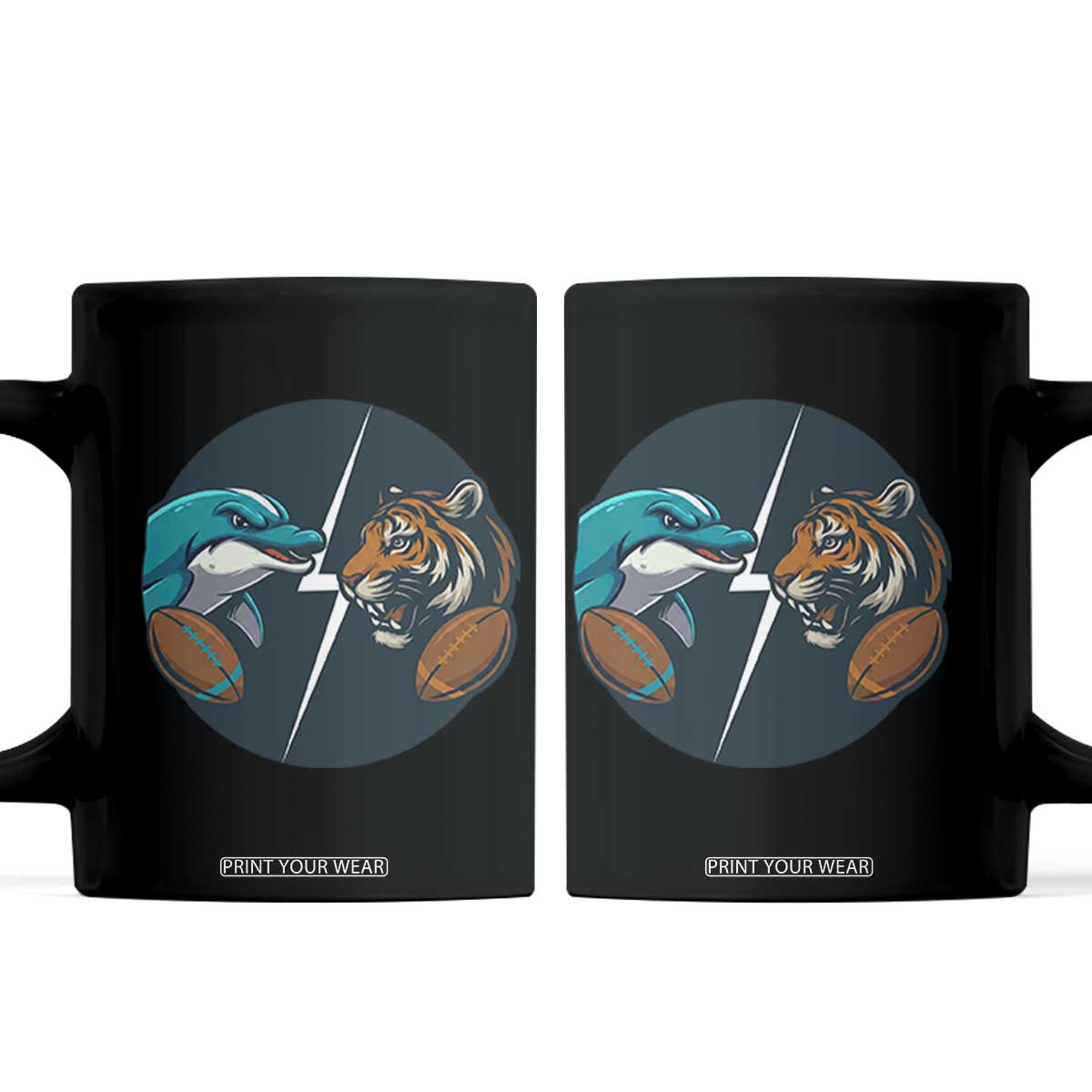 Funny Tiger Vs Dolphin Rivalry Coffee Mug Gift For FB Hardcore Fan TS12 Black Print Your Wear