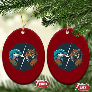 Funny Tiger Vs Dolphin Rivalry Ceramic Ornament Gift For FB Hardcore Fan TS12 Print Your Wear