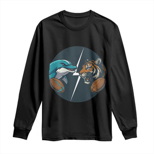 Funny Tiger Vs Dolphin Rivalry Long Sleeve Shirt Gift For FB Hardcore Fan TS12 Black Print Your Wear