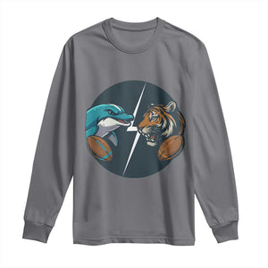 Funny Tiger Vs Dolphin Rivalry Long Sleeve Shirt Gift For FB Hardcore Fan TS12 Charcoal Print Your Wear