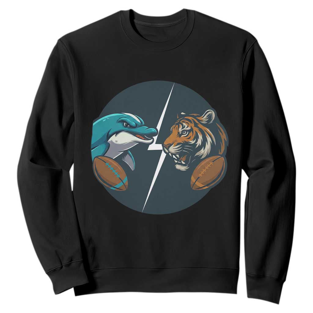 Funny Tiger Vs Dolphin Rivalry Sweatshirt Gift For FB Hardcore Fan TS12 Black Print Your Wear