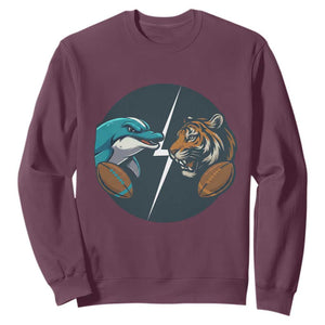 Funny Tiger Vs Dolphin Rivalry Sweatshirt Gift For FB Hardcore Fan TS12 Maroon Print Your Wear
