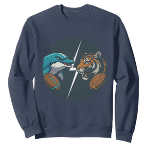 Funny Tiger Vs Dolphin Rivalry Sweatshirt Gift For FB Hardcore Fan TS12 Navy Print Your Wear