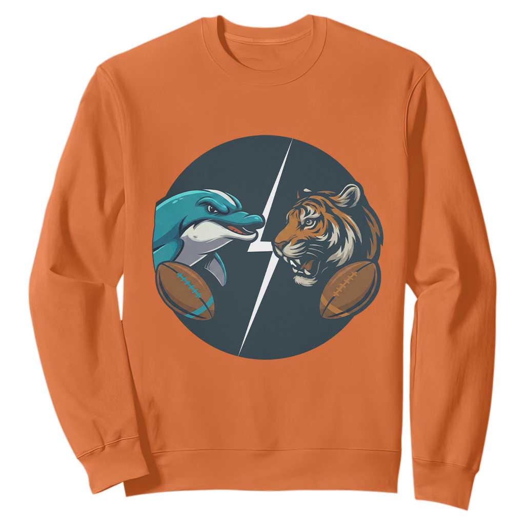 Funny Tiger Vs Dolphin Rivalry Sweatshirt Gift For FB Hardcore Fan TS12 Orange Print Your Wear