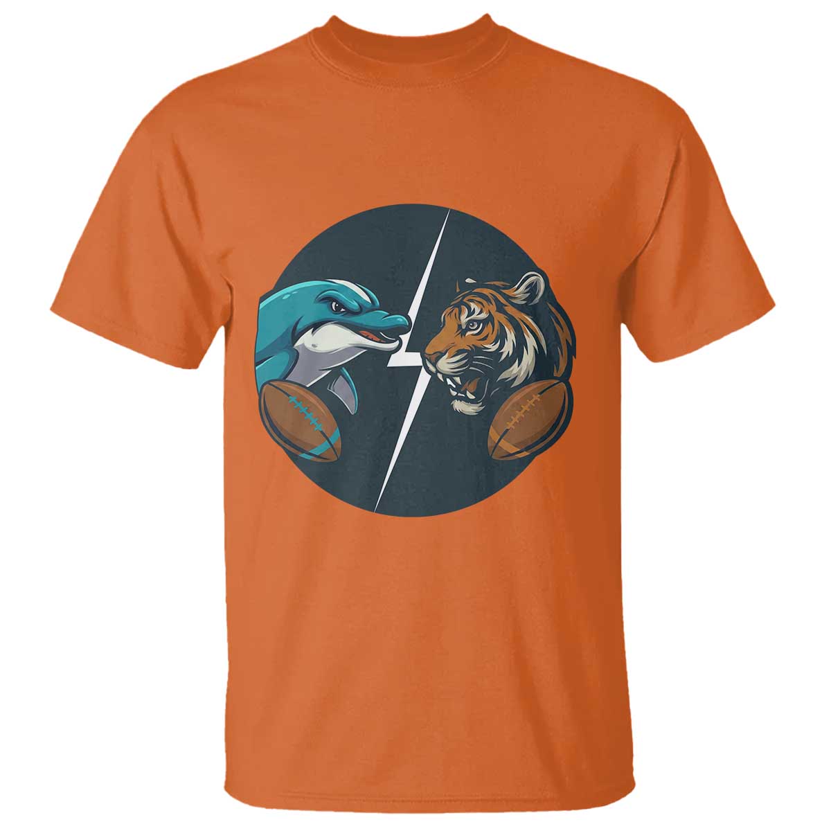 Funny Tiger Vs Dolphin Rivalry T Shirt Gift For FB Hardcore Fan TS12 Orange Print Your Wear