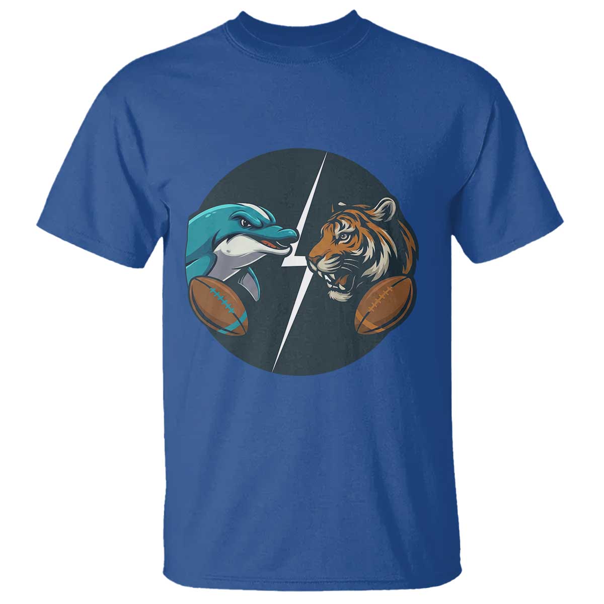 Funny Tiger Vs Dolphin Rivalry T Shirt Gift For FB Hardcore Fan TS12 Royal Blue Print Your Wear