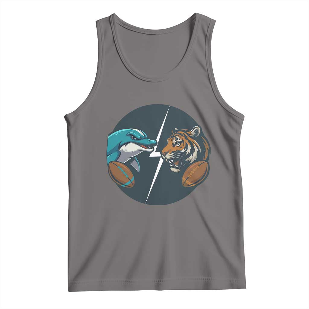 Funny Tiger Vs Dolphin Rivalry Tank Top Gift For FB Hardcore Fan TS12 Deep Heather Print Your Wear