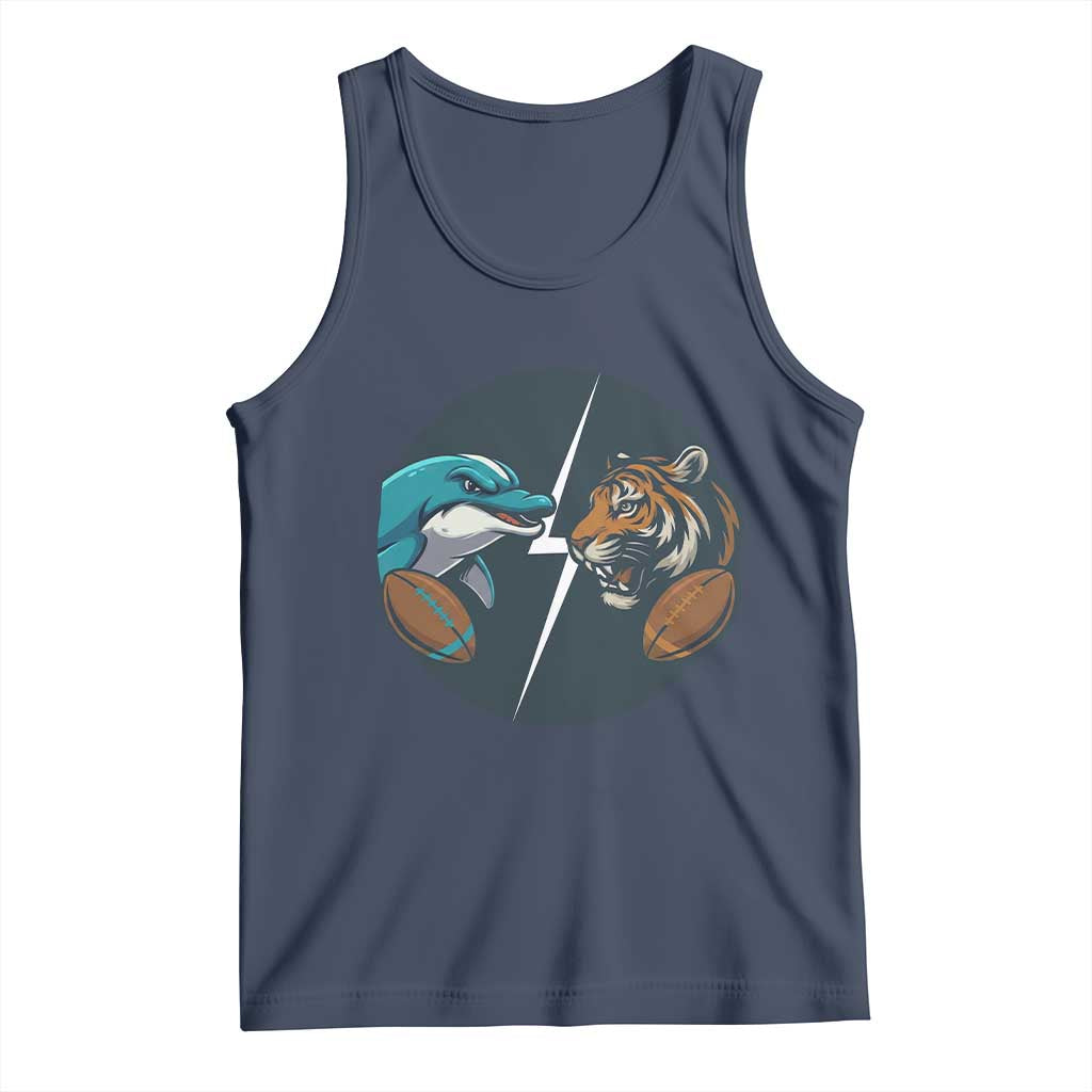 Funny Tiger Vs Dolphin Rivalry Tank Top Gift For FB Hardcore Fan TS12 Navy Print Your Wear