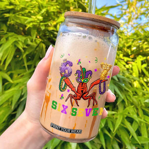 Funny 67 Crawfish Mardi Gras Glass Can Six Seven Meme TS12 White Print Your Wear