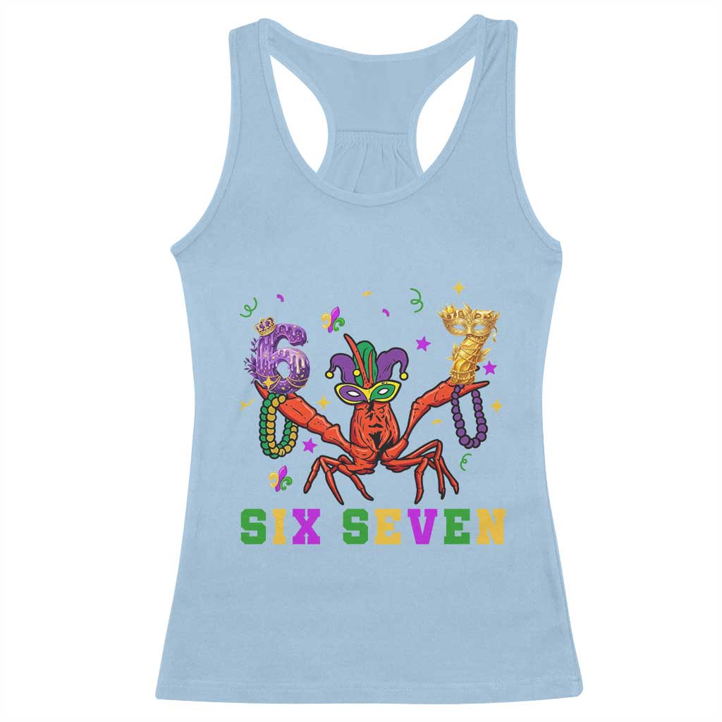 Funny 67 Crawfish Mardi Gras Racerback Tank Top Six Seven Meme TS12 Light Blue Print Your Wear