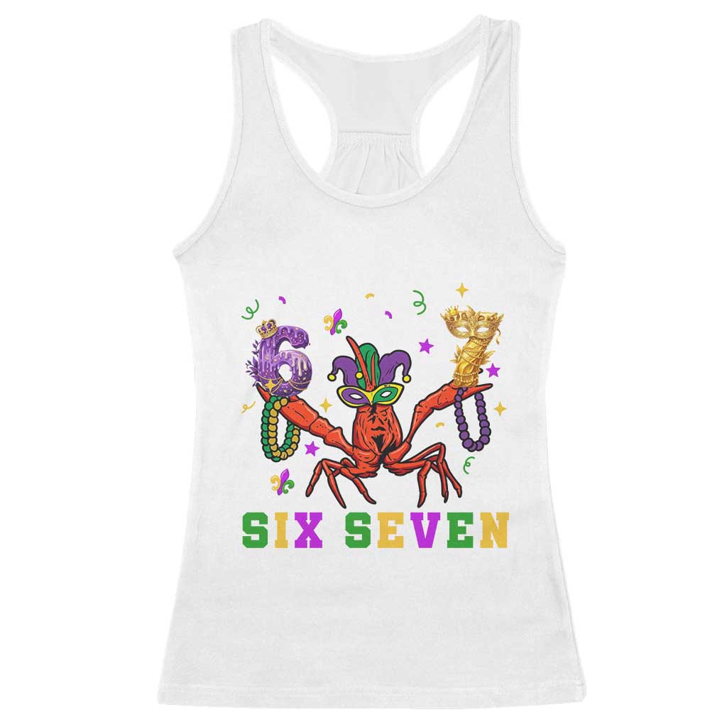 Funny 67 Crawfish Mardi Gras Racerback Tank Top Six Seven Meme TS12 White Print Your Wear