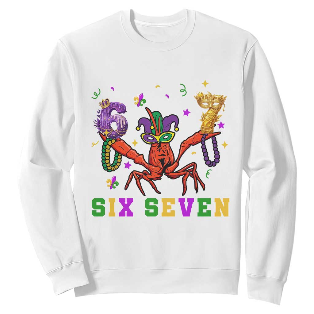 Funny 67 Crawfish Mardi Gras Sweatshirt Six Seven Meme TS12 White Print Your Wear