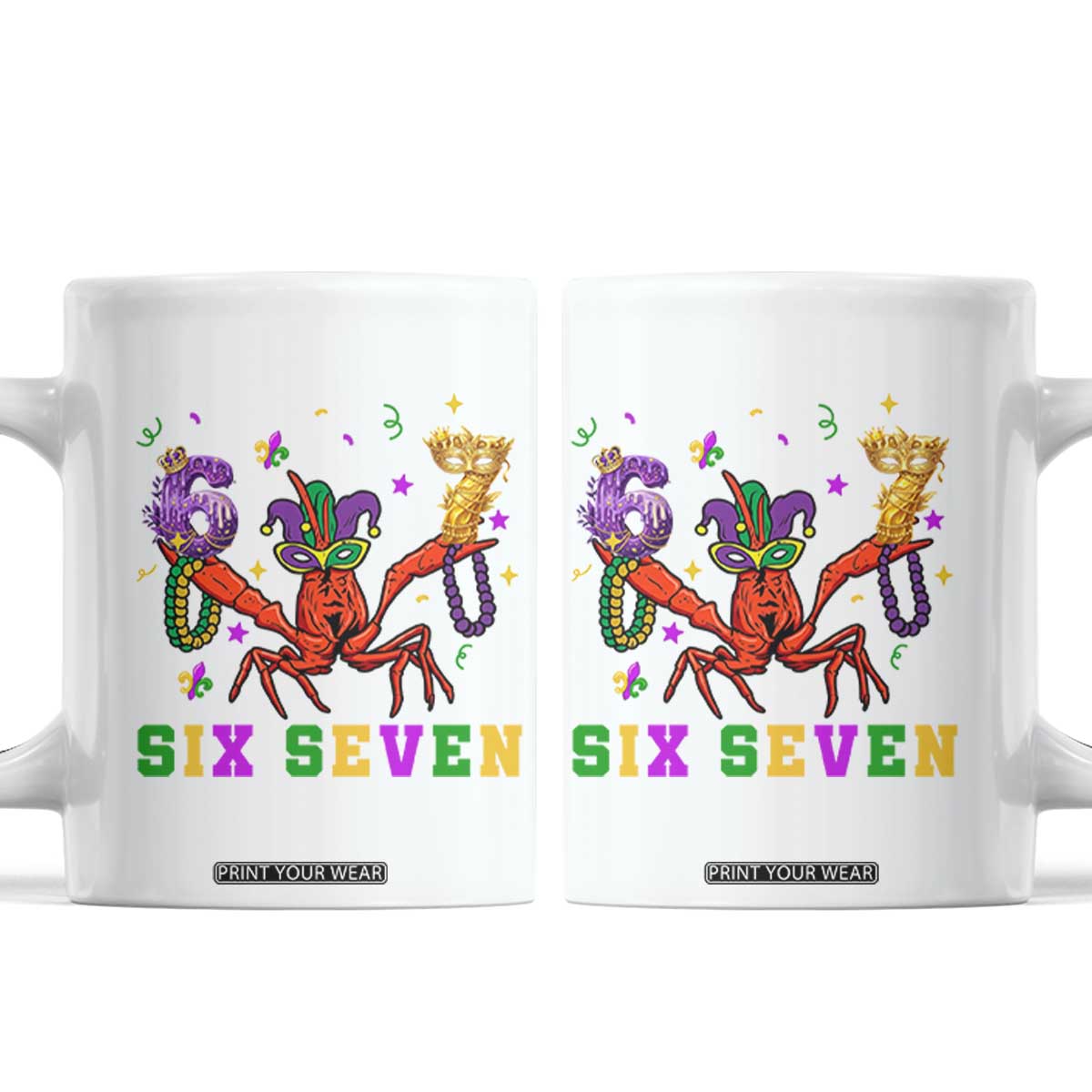Funny 67 Crawfish Mardi Gras Coffee Mug Six Seven Meme TS12 White Print Your Wear