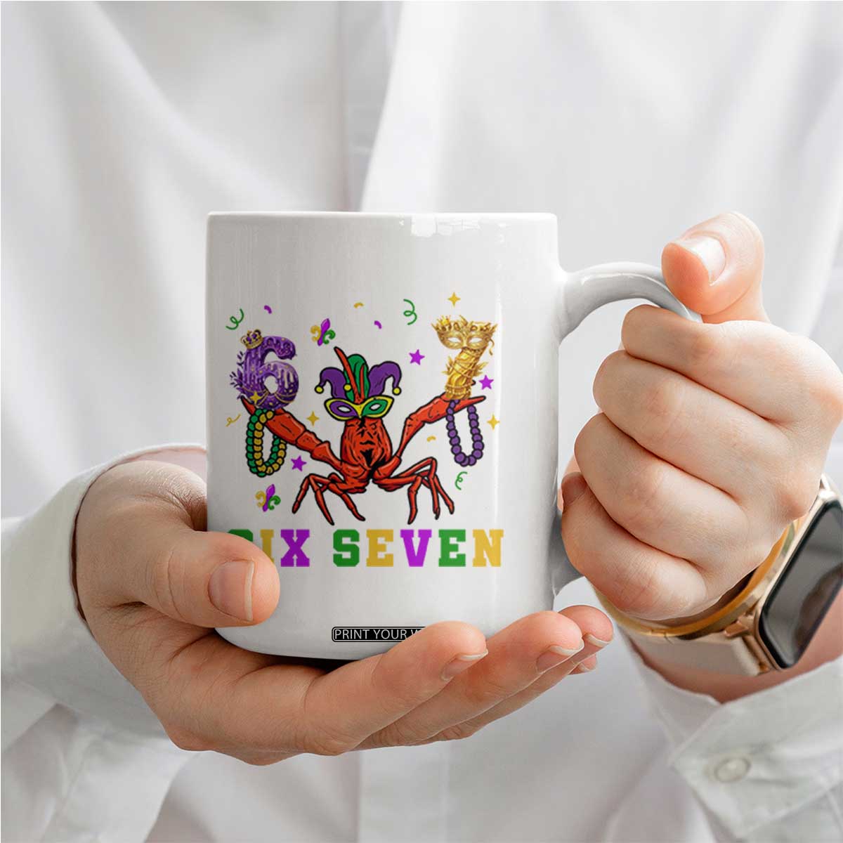 Funny 67 Crawfish Mardi Gras Coffee Mug Six Seven Meme TS12 Print Your Wear
