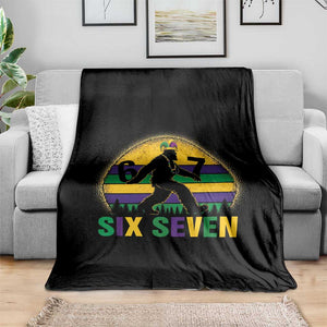 Funny Mardi Gras Bigfoot Throw Blanket Six Seven Meme TS12 Print Your Wear