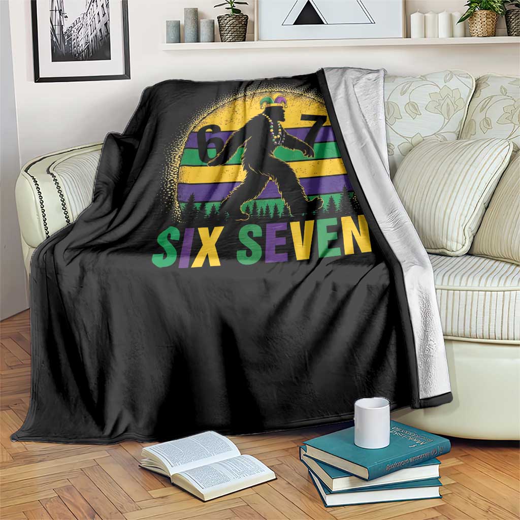 Funny Mardi Gras Bigfoot Throw Blanket Six Seven Meme TS12 Print Your Wear