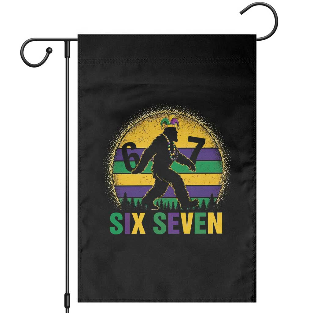 Funny Mardi Gras Bigfoot Garden Flag Six Seven Meme TS12 Black Print Your Wear